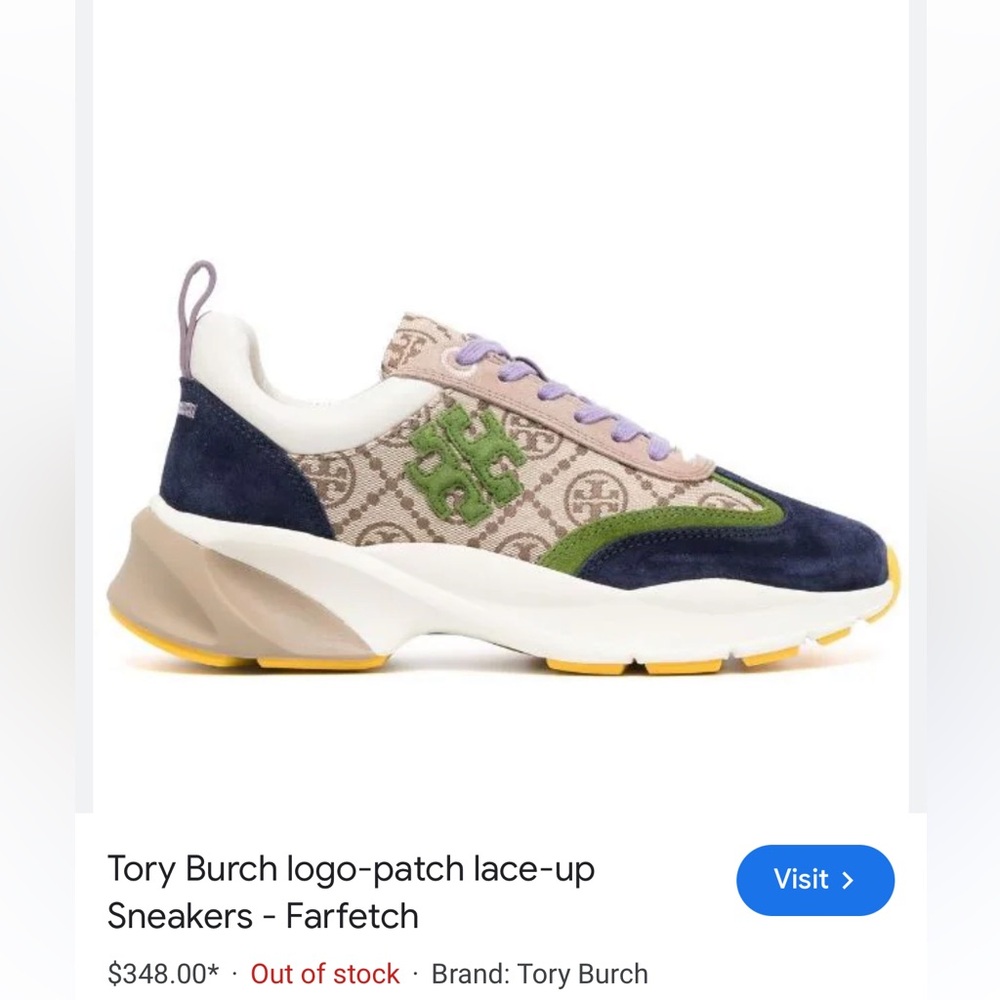 Tory Burch Multicolor Logo-Patch Lace-Up Sneakers